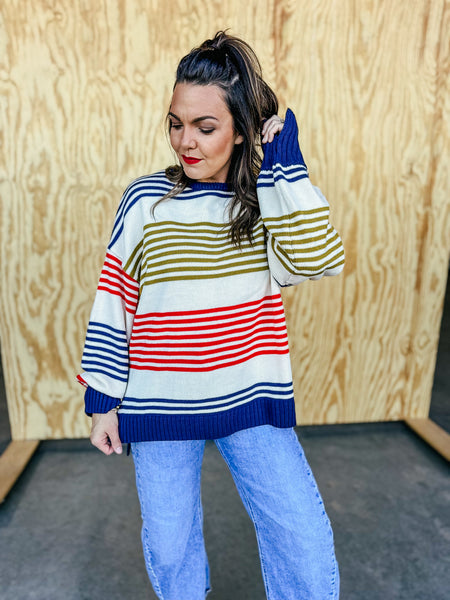 Navy Combo Stripe Sweater