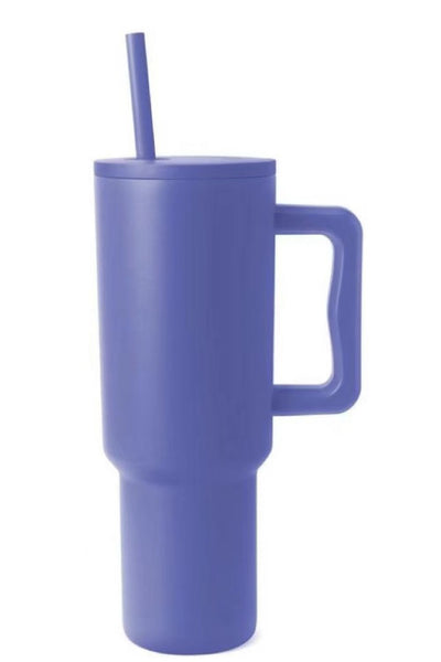 Monochromatic Stainless Steel Tumbler with Matching Straw Blue One Size