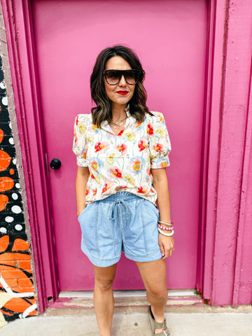 Cream Floral Blouse