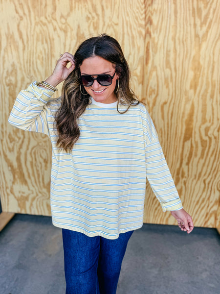 Butter and yellow stripe long sleeve