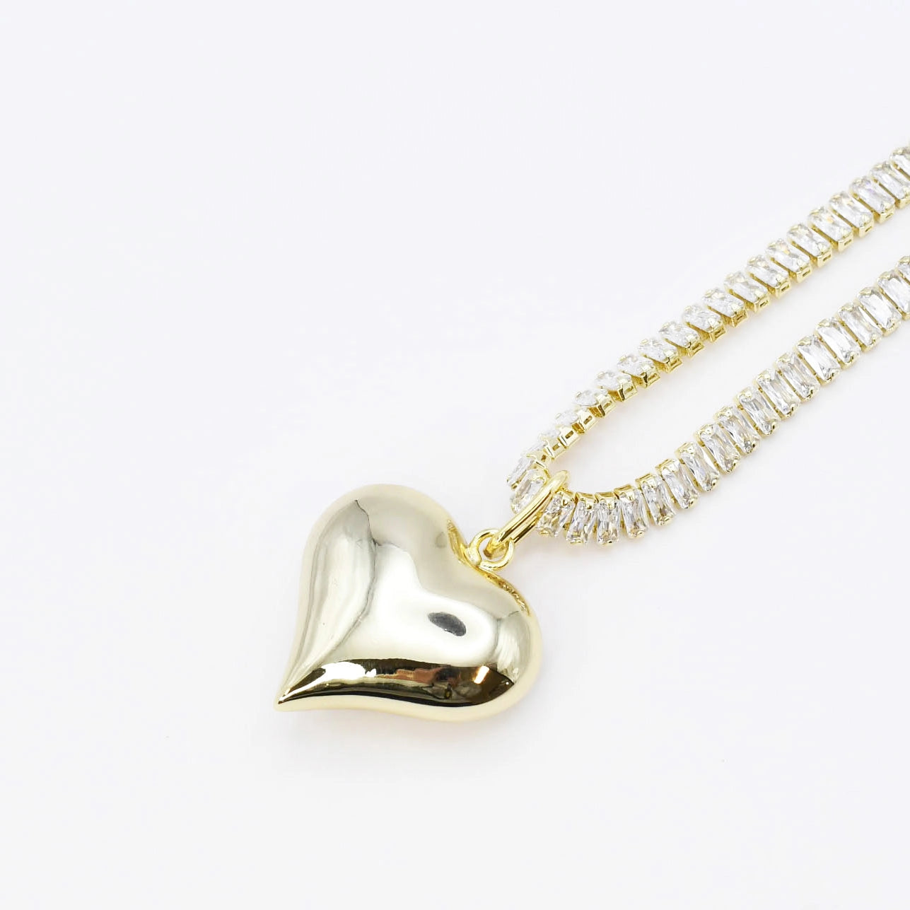 Crystal Puffy Heart Necklace