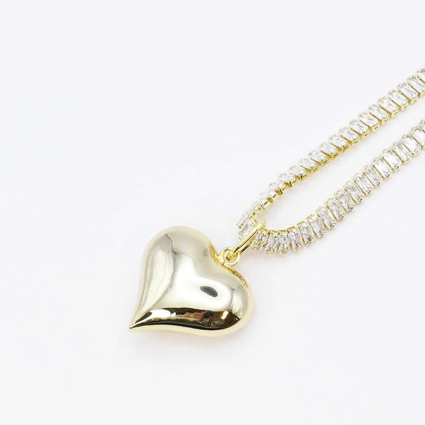 Crystal Puffy Heart Necklace