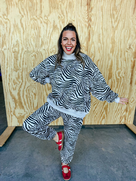 Zebra Print Elastic Cuff Jogger