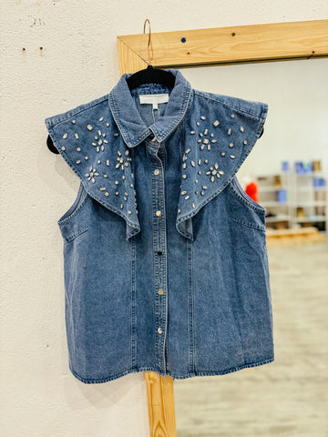 Dolly Denim Rhinestone Top