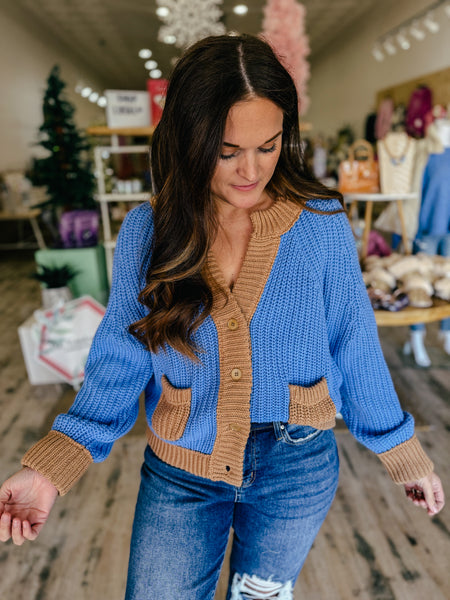 Jessie Blue & Camel Cardigan