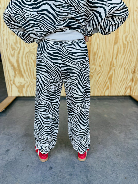 Zebra Print Elastic Cuff Jogger