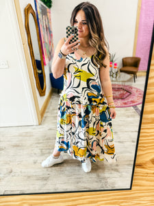 Florence Abstract Floral Midi    