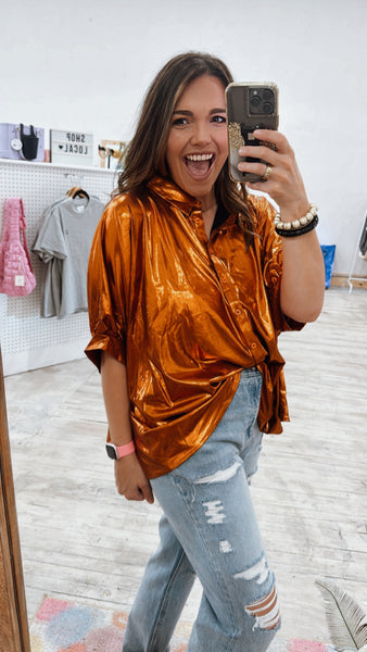 Metallic Orange Blouse    