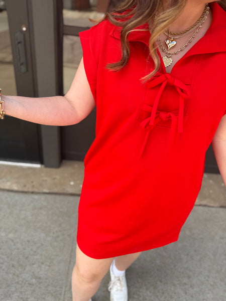 Red Bow Casual Dress