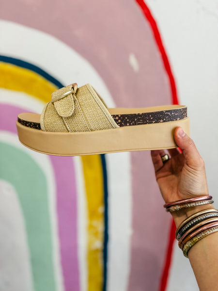 Sonia Raffia Platform Slide