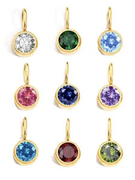 Medium Charm  Gold Set Birthstones  