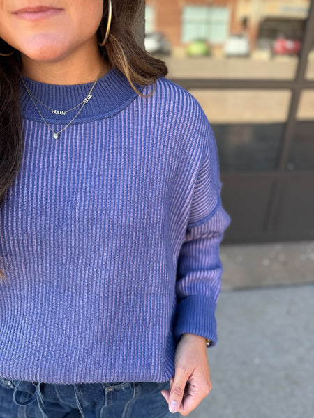 Exposed Seam Two Tone Sweater