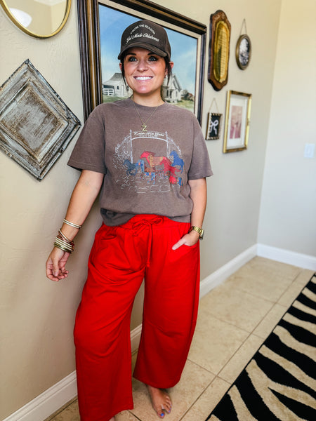 Abby Barrel Sweatpant in Cherry Red
