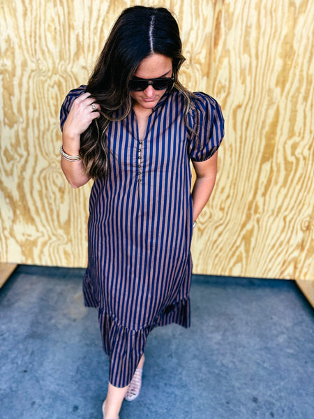 Blue and Brown Stripe Maxi
