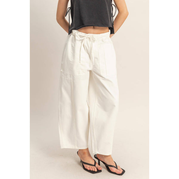 Jordyn White Denim Drawstring Pants