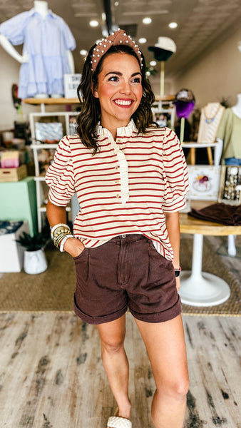 Brick Stripe with Ruffle Top