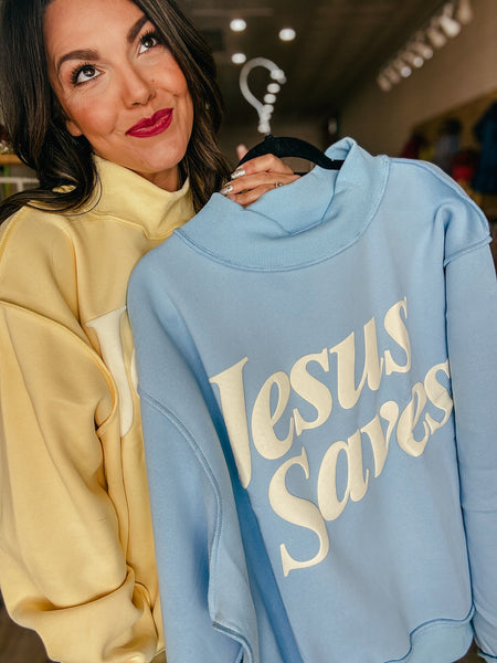 Jesus Saves Mock Neck Sweatshirt