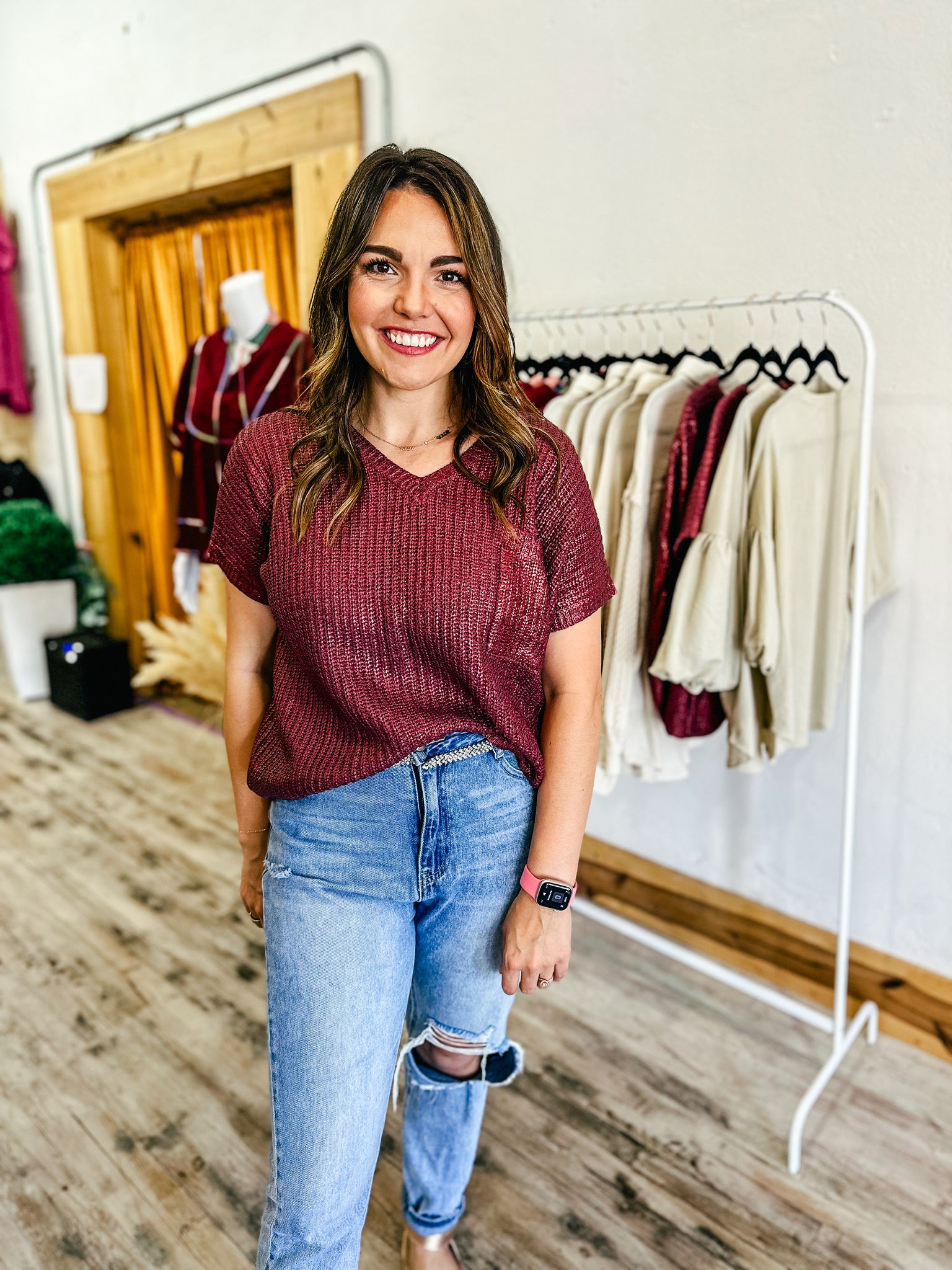 Burgundy Metallic Sweater    