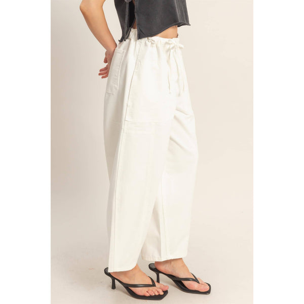 Jordyn White Denim Drawstring Pants