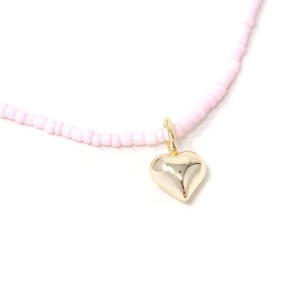 Medium Charm  Mini Puff Heart - Gold  