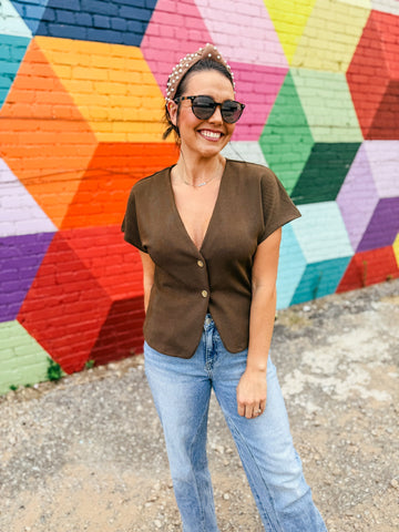 V-neck Dolman Sleeve Knit Top