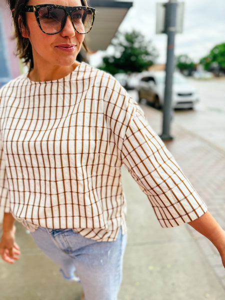 Brown Grid Blouse