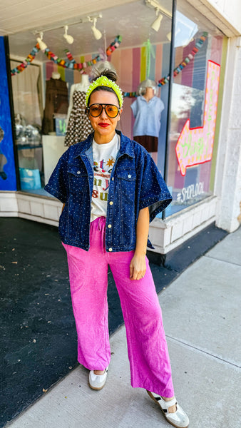 Denim Polka Dot Cape Jacket
