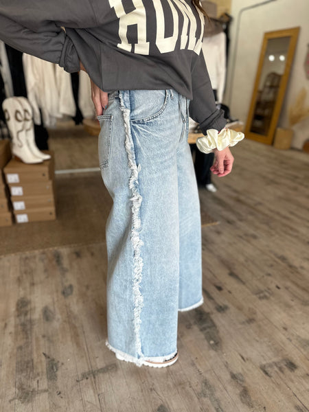 Frayed Wide Leg Denim