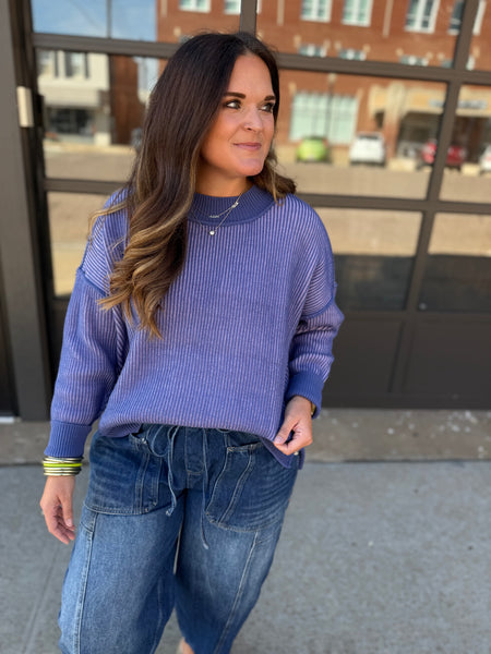 Exposed Seam Two Tone Sweater