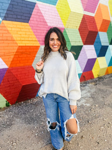 Side Slit Dupe Sweater S/M Bone