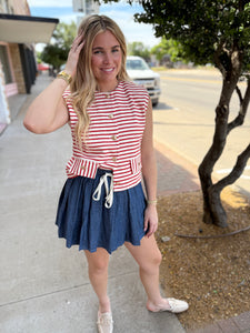 Red & White Stripe Top