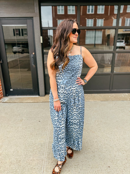 Blue Leopard Jumpsuit