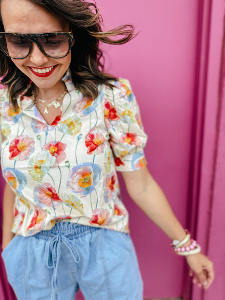 Cream Floral Blouse