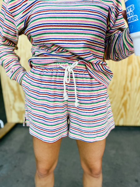 Vibrant Rainbow Terry Cloth Lounge Set – Ultra-Soft Cotton Blend
