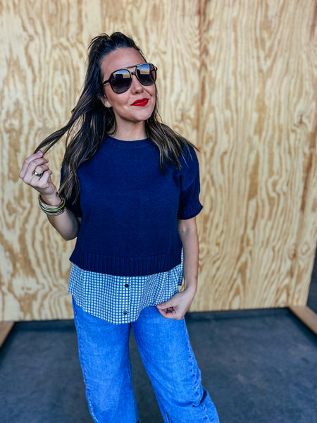 Rollup Neck & Sleeve Knit Layered Top