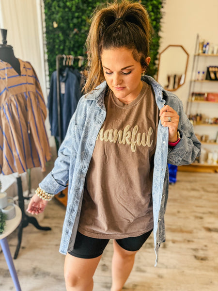 Gold Thankful Puff Tee    