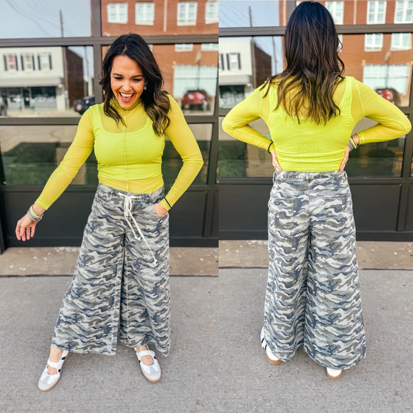 Cassie Camo Wide Leg Pant