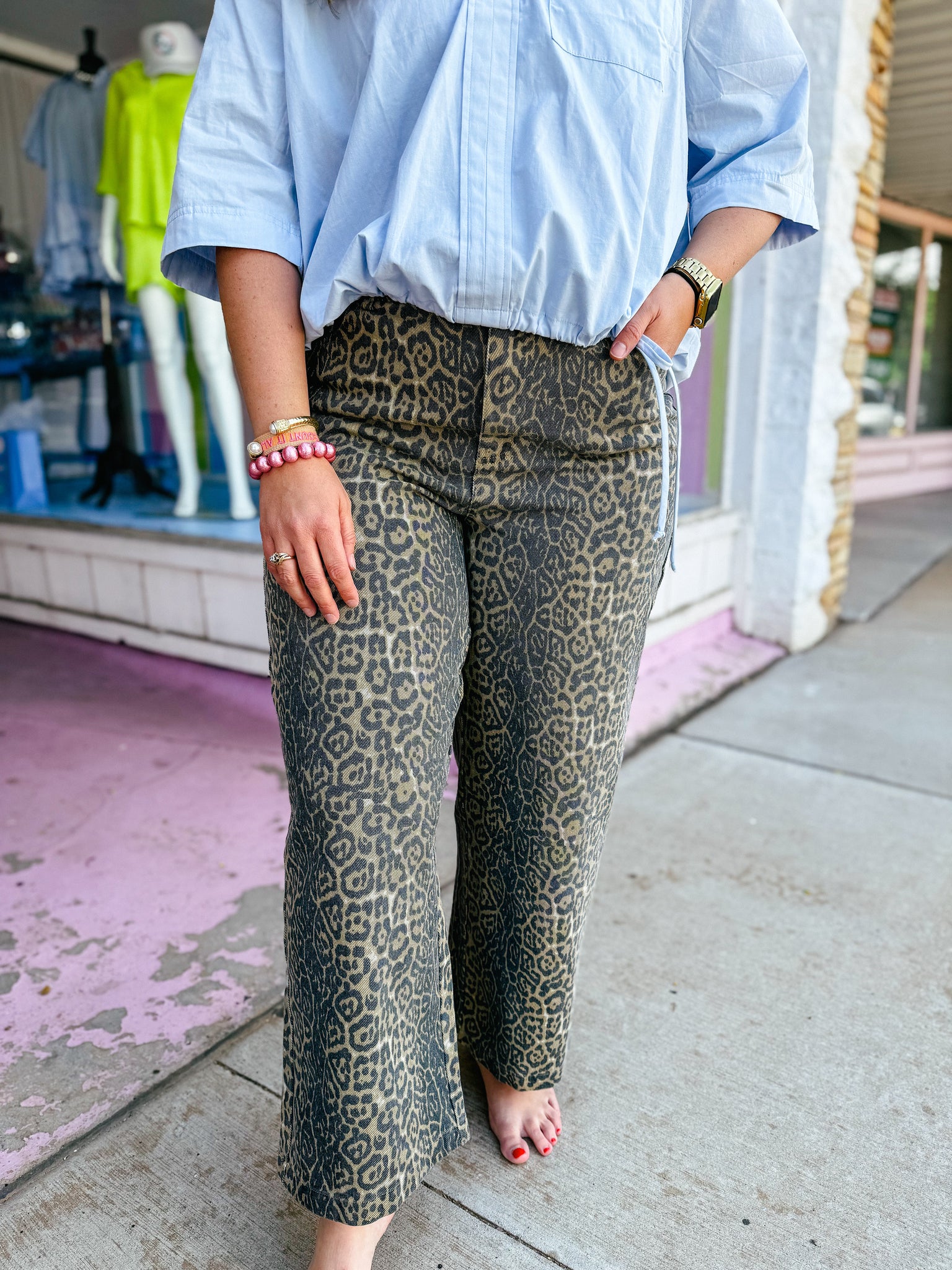 Leopard Denim Pants