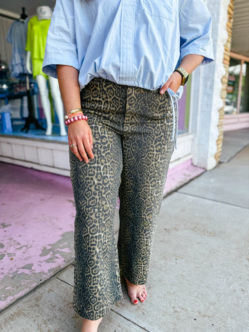 Leopard Denim Pants