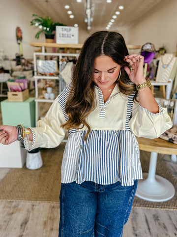 Mixed Moment Navy Blouse