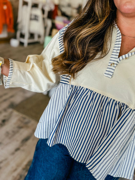 Mixed Moment Navy Blouse