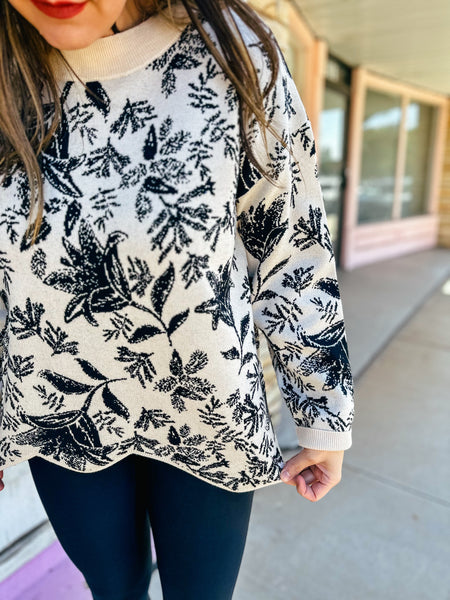 Zig Zag Floral Sweater    