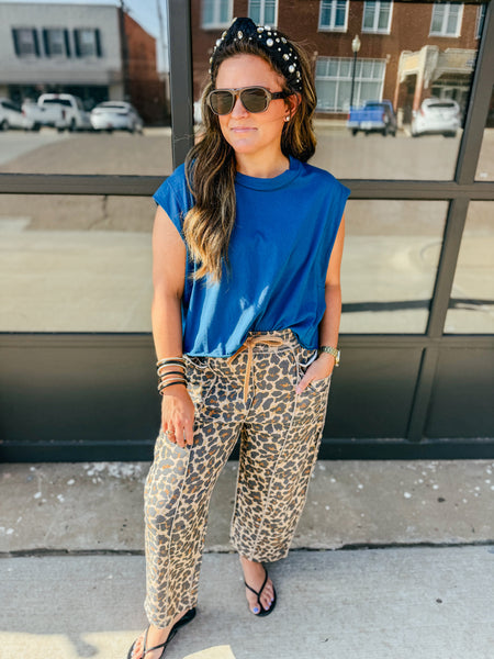 Katy Leopard Barrel Utility Pant