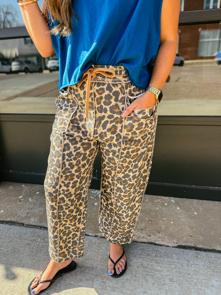 Katy Leopard Barrel Utility Pant