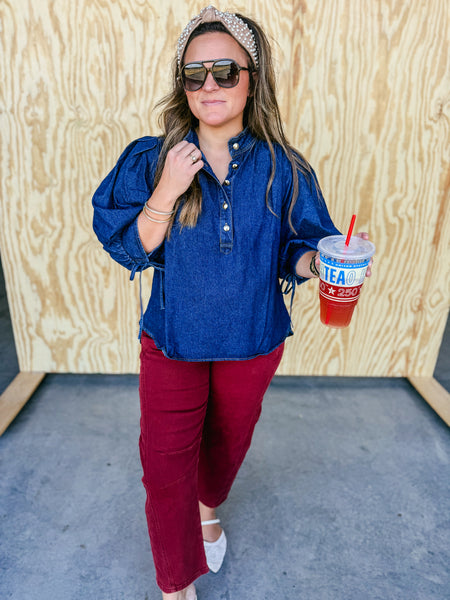 Dark Burgundy Barrel Jeans