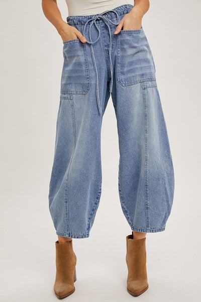 Ellie Drawstring Barrel Jeans PREORDER