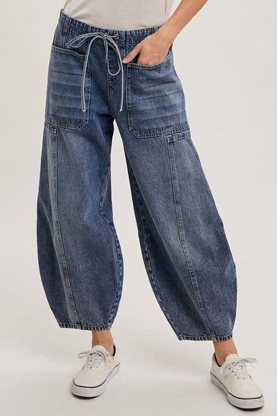 Ellie Drawstring Barrel Jeans PREORDER
