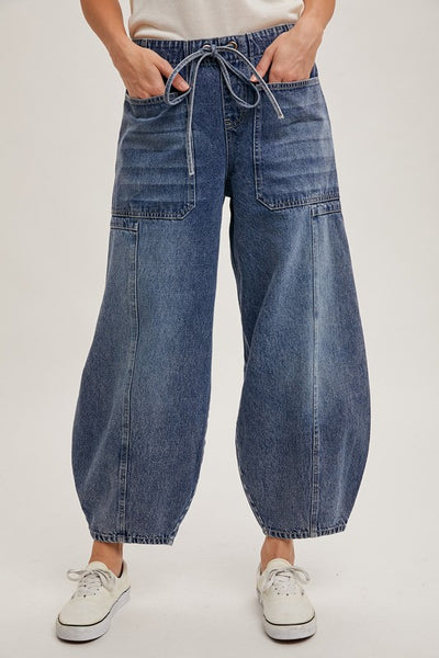 Ellie Drawstring Barrel Jeans PREORDER