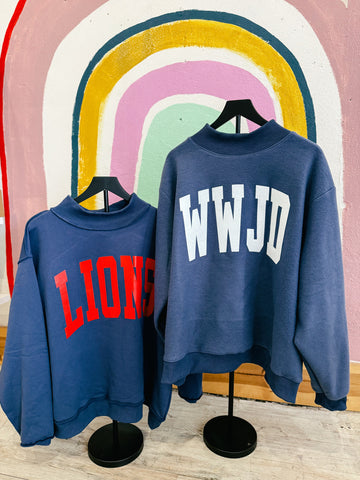 Lions 2 in 1 Reversible Mock Neck Spirit Sweatshirt