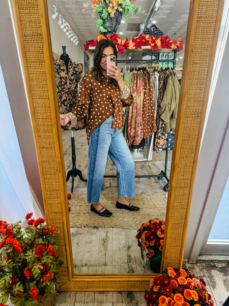 Sienna Polka Dot Button-Up Blouse